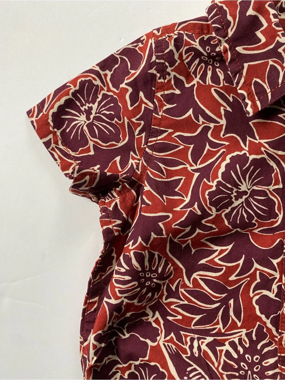 GAP Hawaiian Shirt Size 6 12 Months NWT One Piece Snap Top New Floral Red Orange